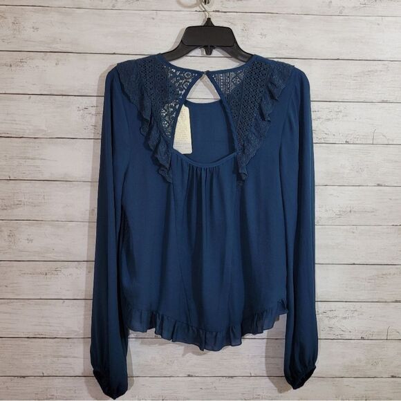 Band of Gypsies Cottagecore Prairie Peasant Festival Boho Semi Sheer Lace Top S - Picture 5 of 12